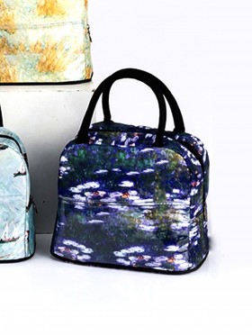 Oil Painting Insulated Lunch Bag with Zip Closure and Outside Pocket